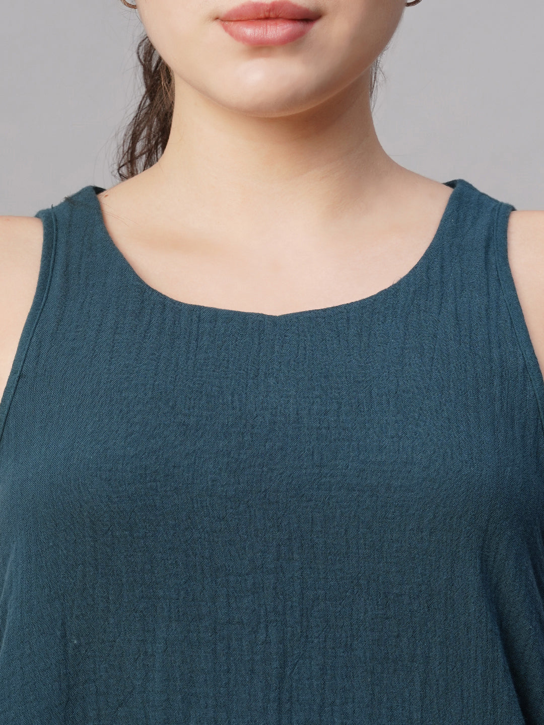 Women's Blue Cotton Regular Fit Kurta
