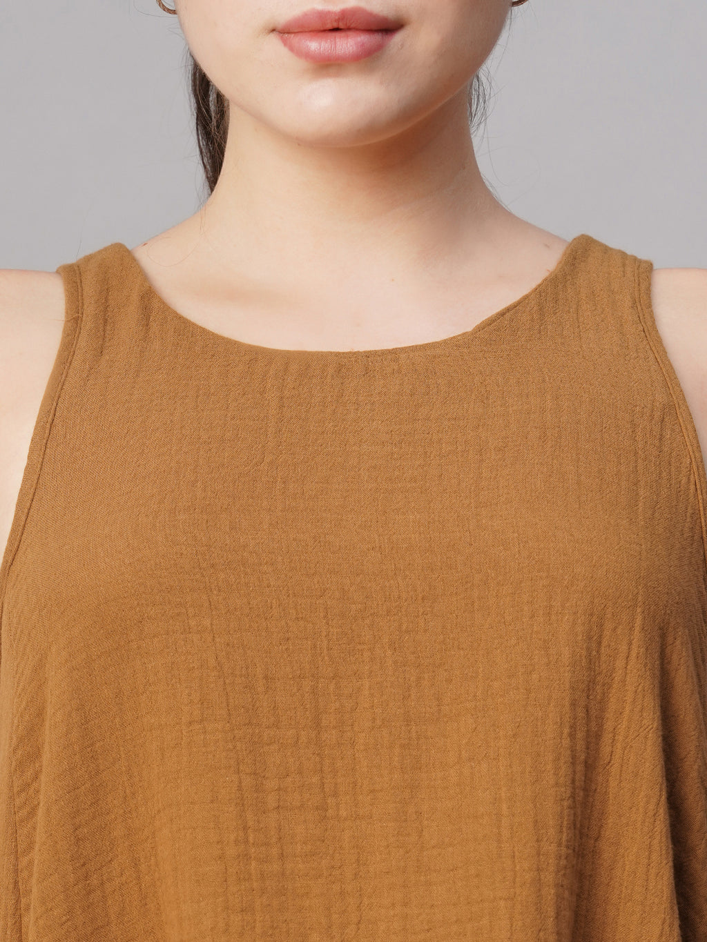 Women's Mustard Cotton Regular Fit Kurta