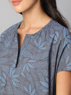 Women's Blue 100% Cotton Boxy Fit Kurta
