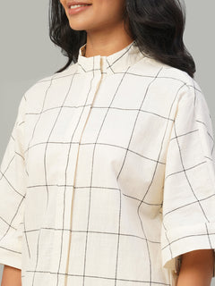 Women's 100% Cotton Boxy Fit Kurta Natural/Black