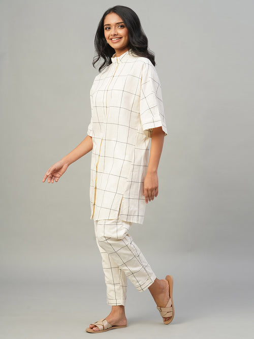 Women's 100% Cotton Boxy Fit Kurta Natural/Black