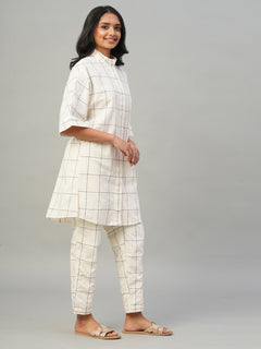 Women's 100% Cotton Boxy Fit Kurta Natural/Black