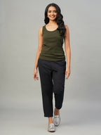 Women's Brown Cotton Elastane Regular Fit Knit Vest