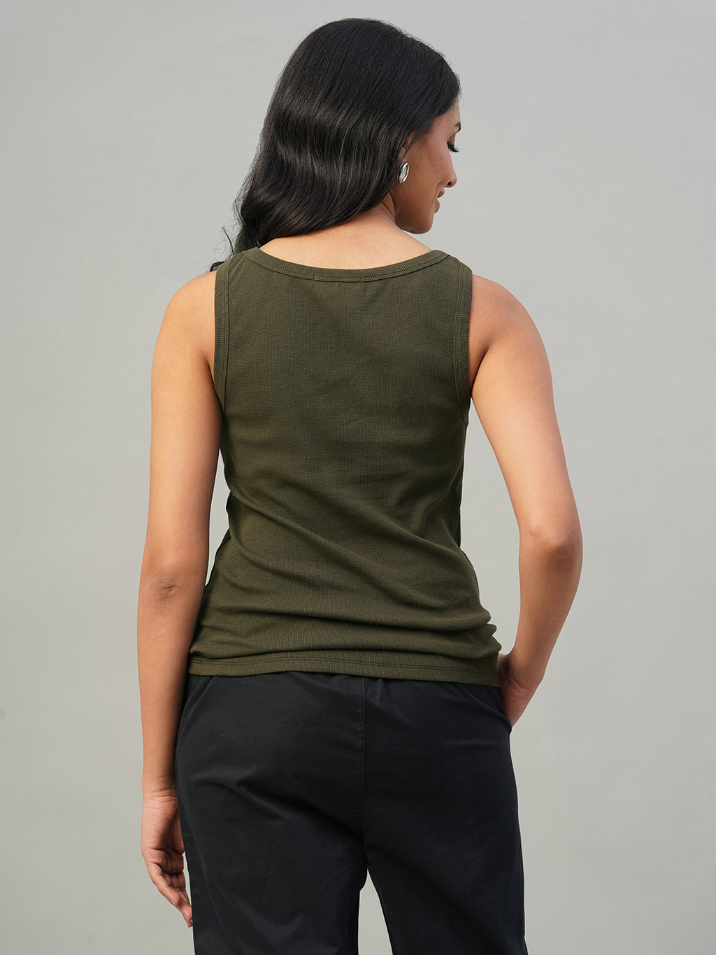 Women's Brown Cotton Elastane Regular Fit Knit Vest
