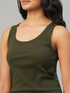 Women's Brown Cotton Elastane Regular Fit Knit Vest