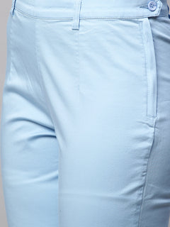 Women’s Cotton Lycra Regular Fit Pant Blue