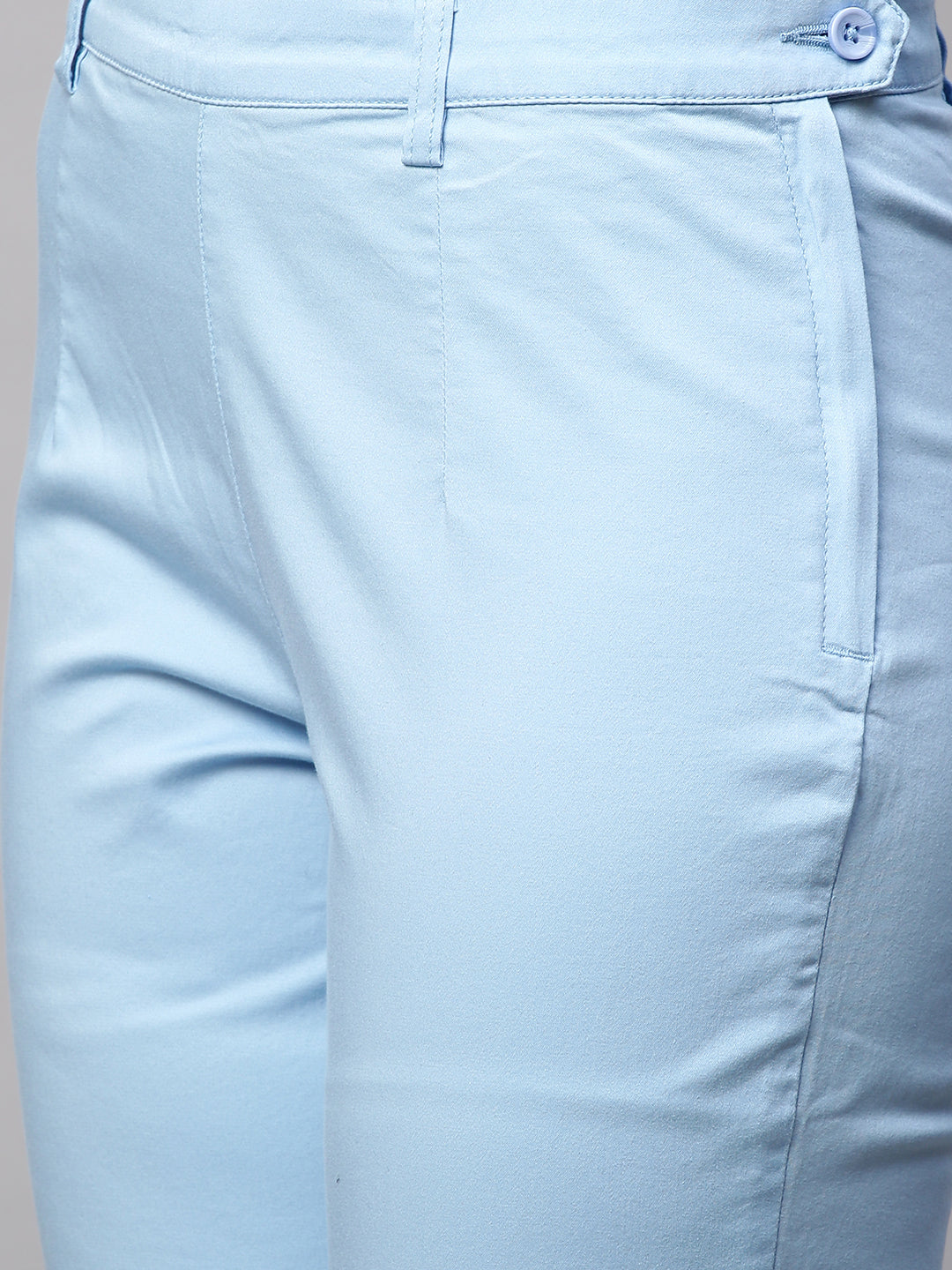 Women's Cotton Lycra Regular Fit Pant Blue
