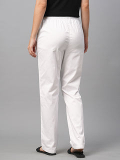 Women’s Cotton Lycra Regular Fit Drawstring Waist Pant White