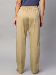 Women’s Cotton Lycra Regular Fit Straight Leg Pant Khaki