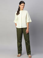 Women's Cotton Lycra Regular Fit Drawstring Pant Olive