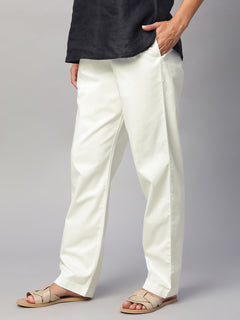 Women’s Cotton Lycra Regular Fit Drawstring Pant White