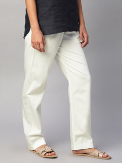 Women’s Cotton Lycra Regular Fit Drawstring Pant White