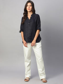 Women’s Cotton Lycra Regular Fit Drawstring Pant White