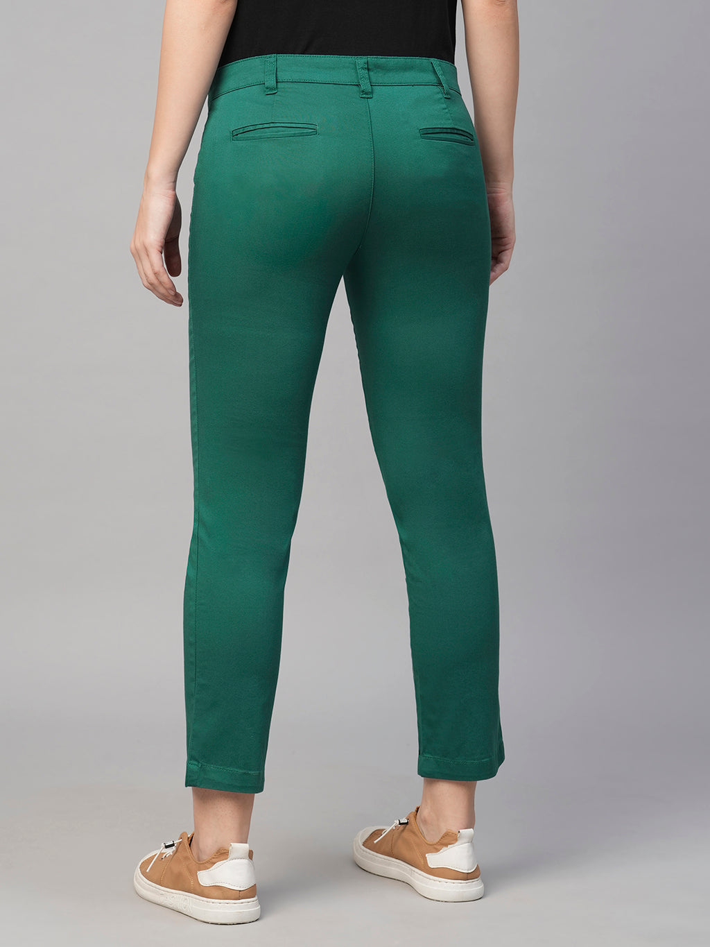 Women's Cotton Lycra Regular Fit Pant Green