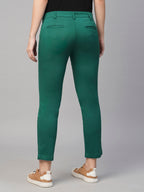 Women's Cotton Lycra Regular Fit Pant Green