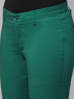 Women’s Cotton Lycra Regular Fit Pant Green