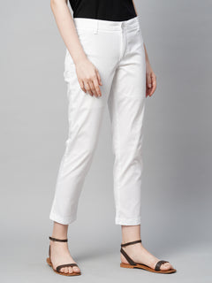 Women’s Cotton Elastane Regular Fit Pant White