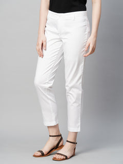 Women’s Cotton Elastane Regular Fit Pant White