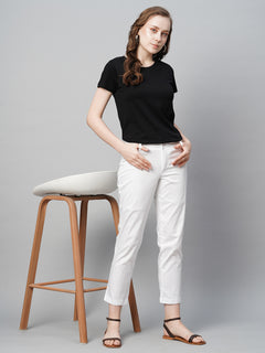 Women’s Cotton Elastane Regular Fit Pant White