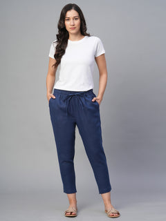 Women’s Linen Slim Fit Pant Navy