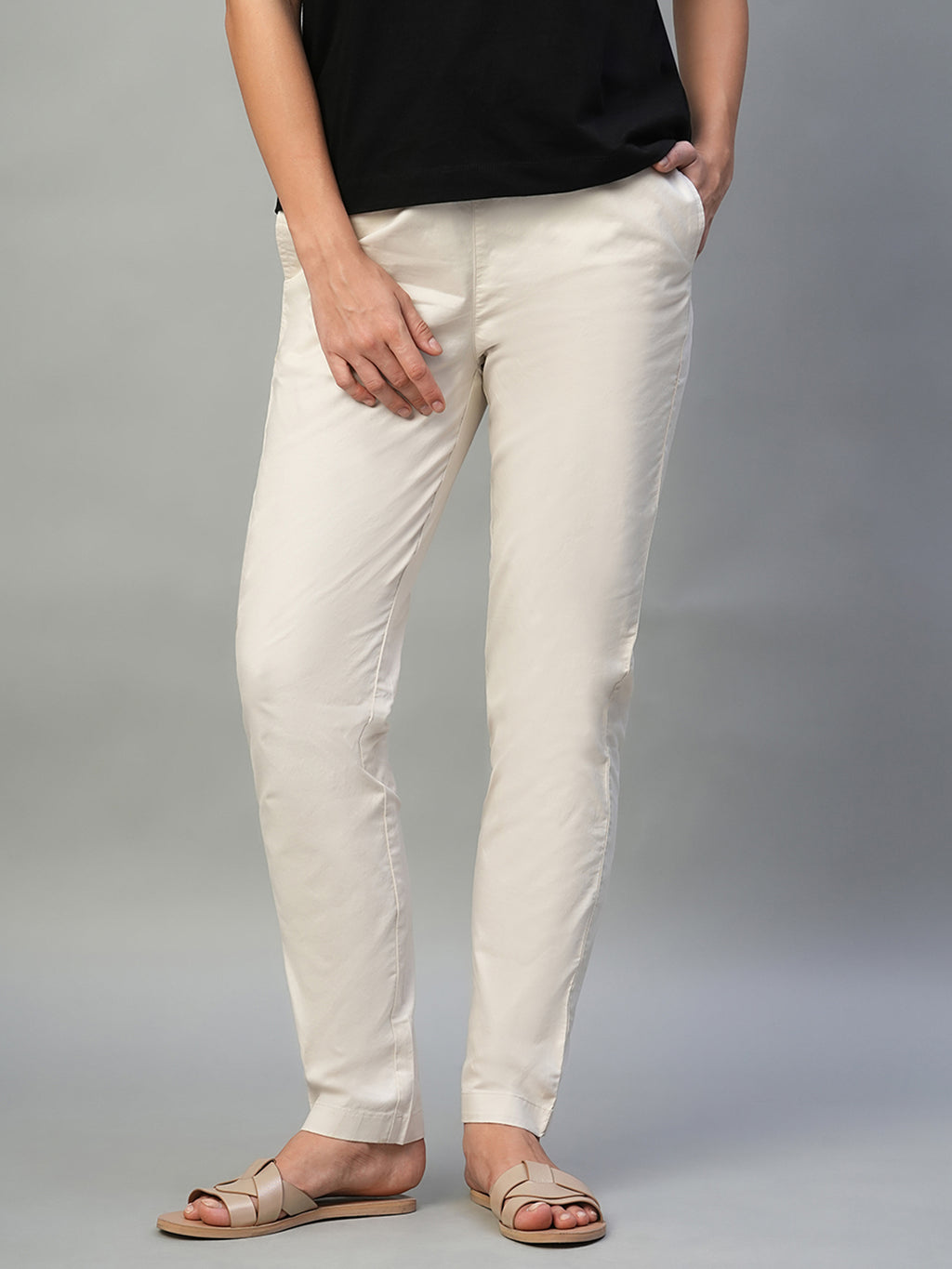 Women's Natural Cotton Lycra Regular Fit Pant