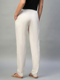 Women’s Cotton Lycra Regular Fit Straight Leg Pant Natural