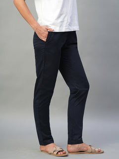 Women’s Cotton Lycra Regular Fit Straight Leg Pant Navy