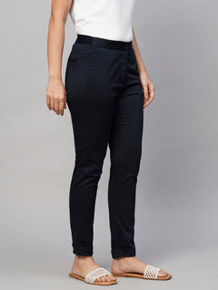 Women’s Cotton Lycra Slim Fit Pant Navy