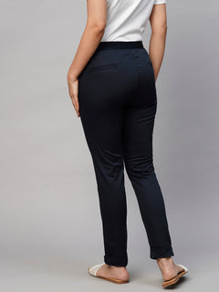 Women’s Cotton Lycra Slim Fit Pant Navy