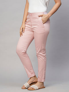 Women’s Cotton Lycra Slim Fit Pant Pink