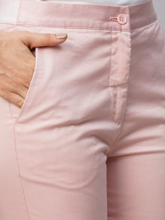 Women’s Cotton Lycra Slim Fit Pant Pink