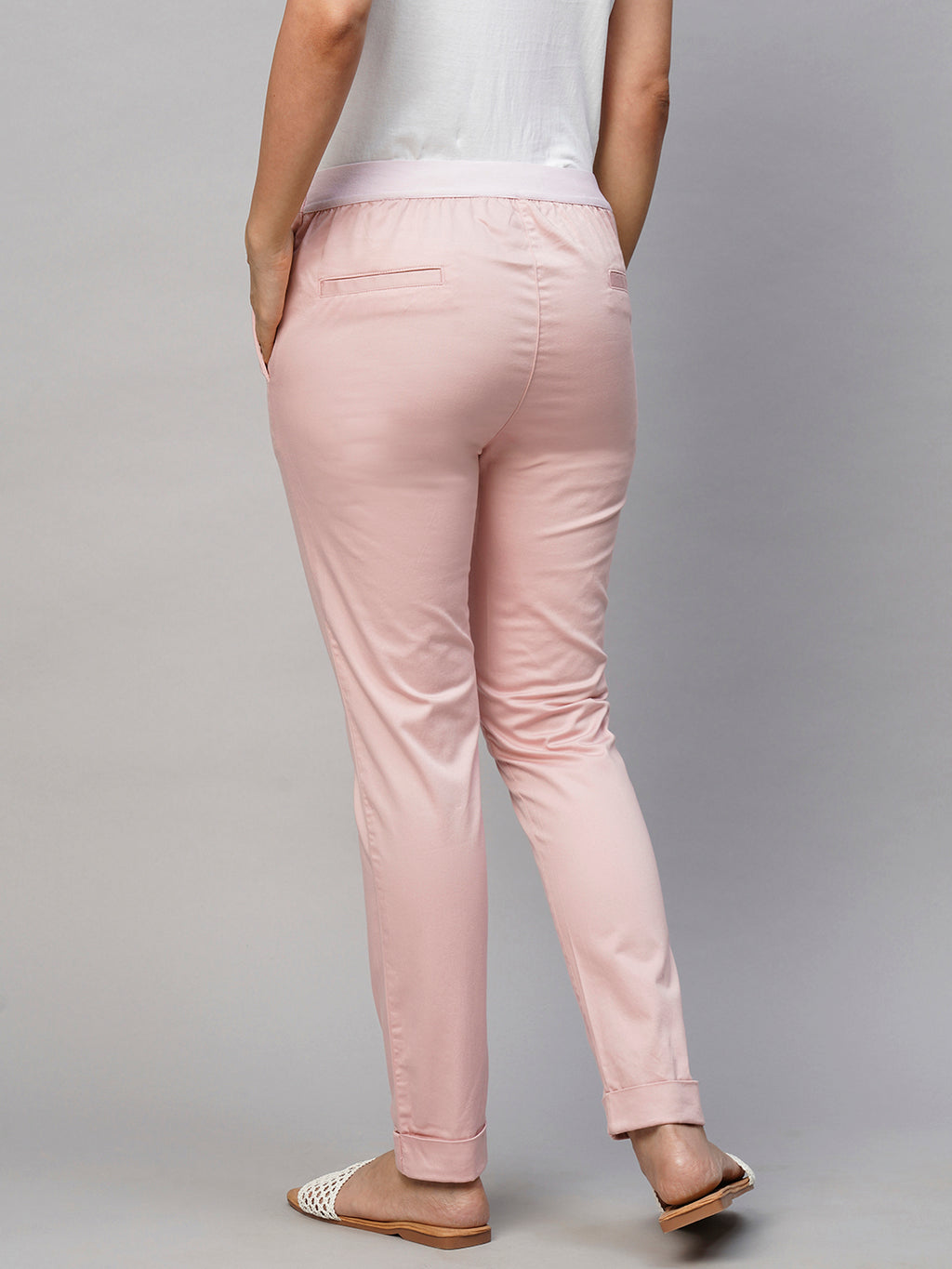 Women's Cotton Lycra Slim Fit Pant Pink