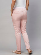 Women's Cotton Lycra Slim Fit Pant Pink