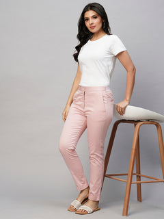 Women’s Cotton Lycra Slim Fit Pant Pink