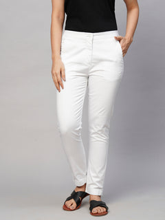 Women’s Cotton Lycra Slim Fit Pant White
