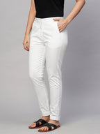 Women's Cotton Lycra Slim Fit Pant White
