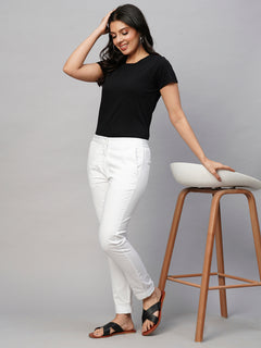 Women’s Cotton Lycra Slim Fit Pant White