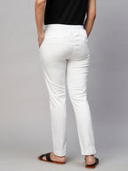 Women's Cotton Lycra Slim Fit Pant White