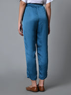 Women's Regular Fit Modal Blue Pant