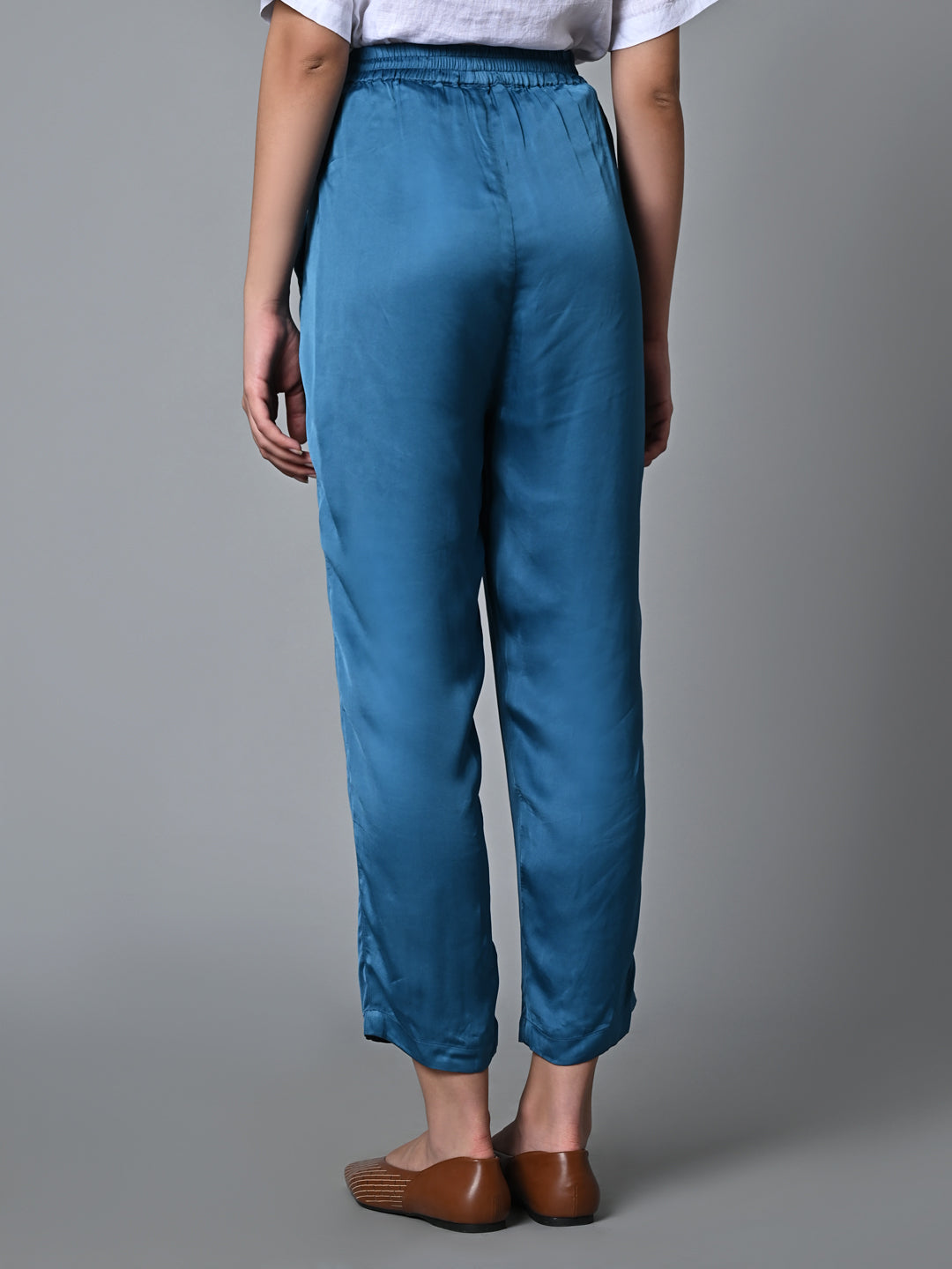 Women's Regular Fit Modal Blue Pant