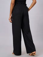 Women's Black Linen Viscose Regular Fit Pant