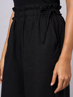 Women's Black Linen Viscose Regular Fit Pant