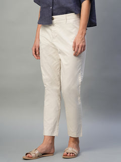 Women’s Cotton Lycra Regular Fit Pant Natural