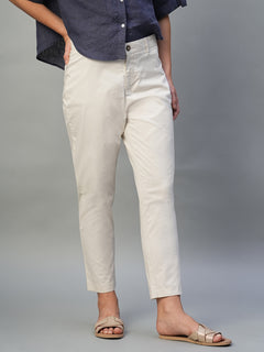 Women’s Cotton Lycra Regular Fit Pant Natural