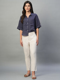 Women’s Cotton Lycra Regular Fit Pant Natural