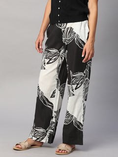 Women’s Cotton Regular Fit Pant White Black