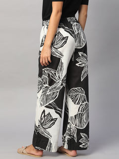 Women’s Cotton Regular Fit Pant White Black