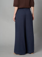 Women's Grey Linen Viscose Regular Fit Pant
