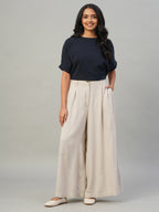 Women's Sand Linen Viscose Regular Fit Pant