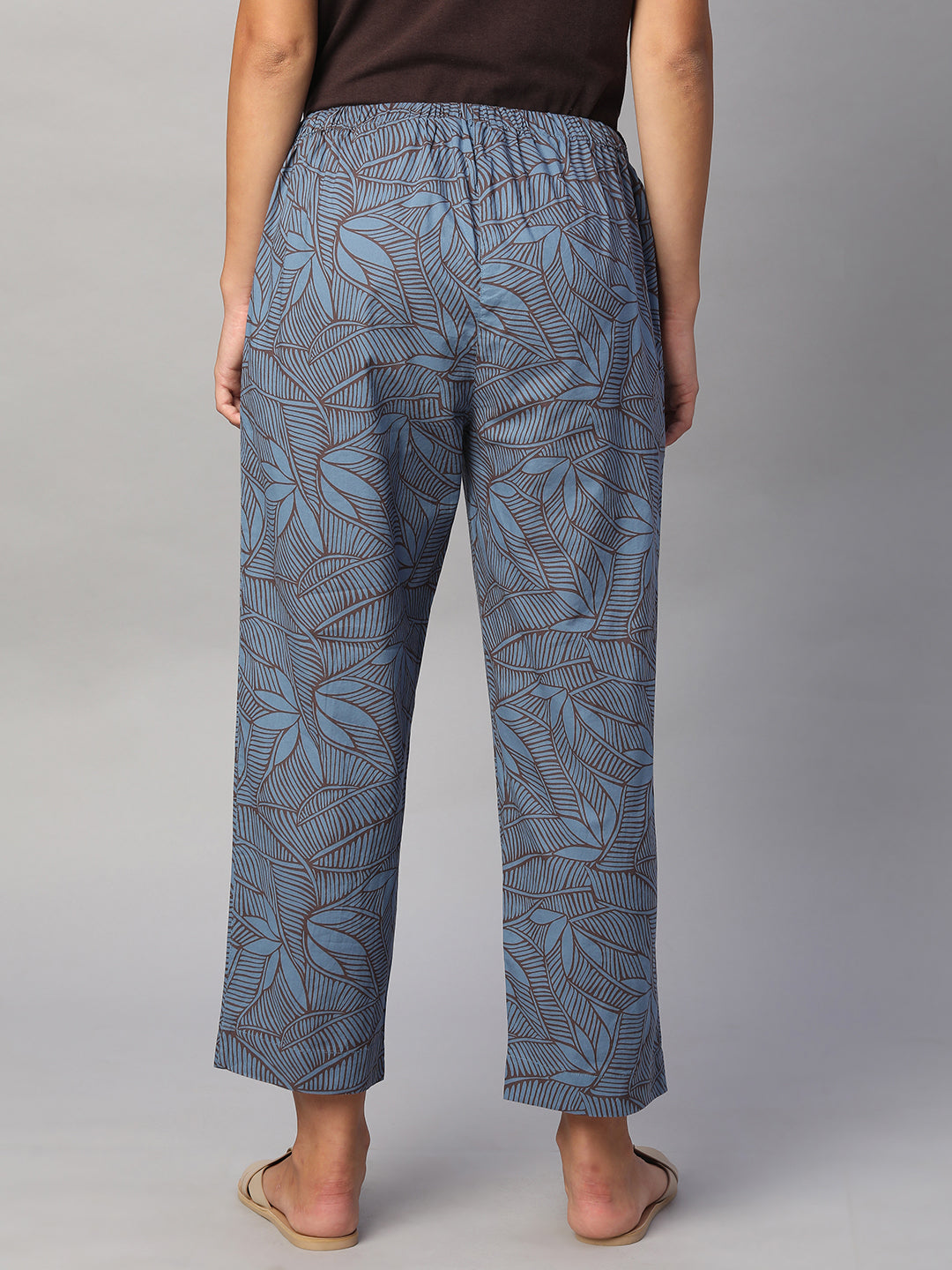 Women's Blue 100% Cotton Regular Fit Pant